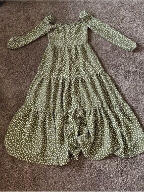 Goodnight Macaroon Olive Green Polka Dot Dress